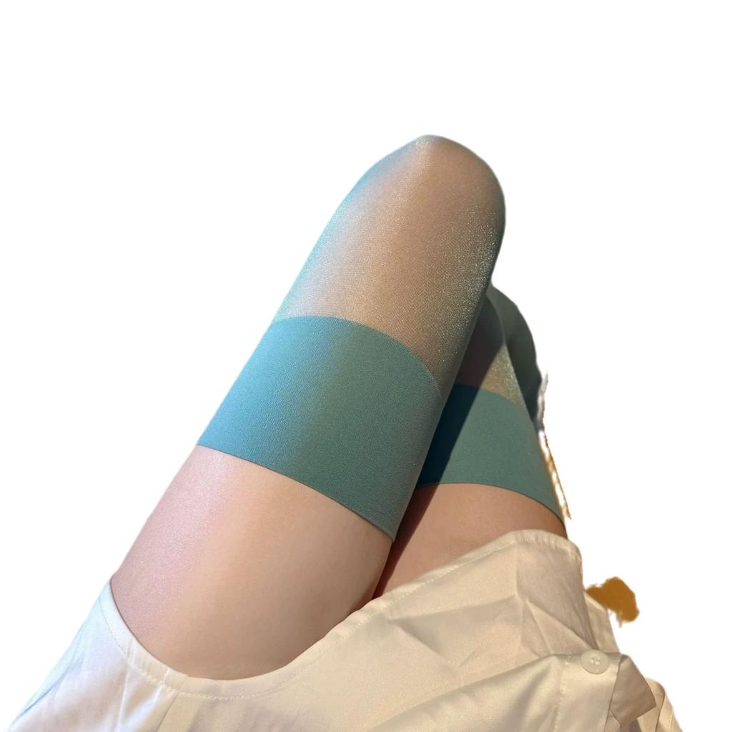 Shiny Pink Erotic Stockings for Women Thigh High Socks Slightly Shining Over Knee Hosiery Black White Sexy Stocking
