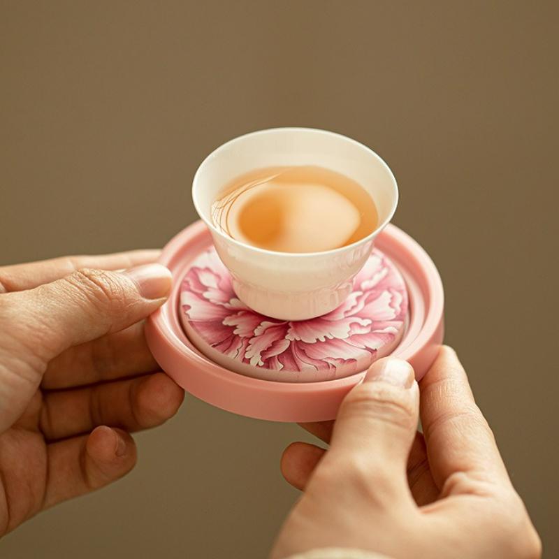 Chinese Style Water Suction Pink Tea Coasters Kung Fu Household Storage Tea Cup Holder Mat Tea Tray Ceremony Accessories New