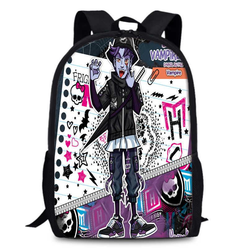 Monster High Unisex 15in Backpack Ergonomic Support Oxford Fabric Schoolbag