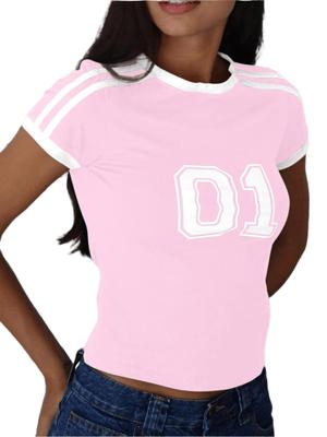 Dámský Y2K Crop Top s potiskem písmen, krátký rukáv, Baby Tee, ležérní letní tričko