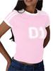 Top Corto da Donna Y2K con Stampa di Lettere Manica Corta Baby Tee Camicia Casual Estiva