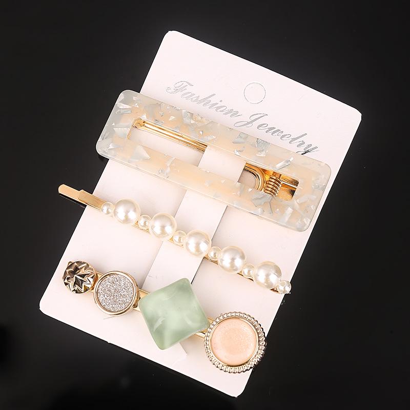 "Vintage Perlen Haarnadel Set: Europäischer & Amerikanischer Retro-Kristallschmuck"