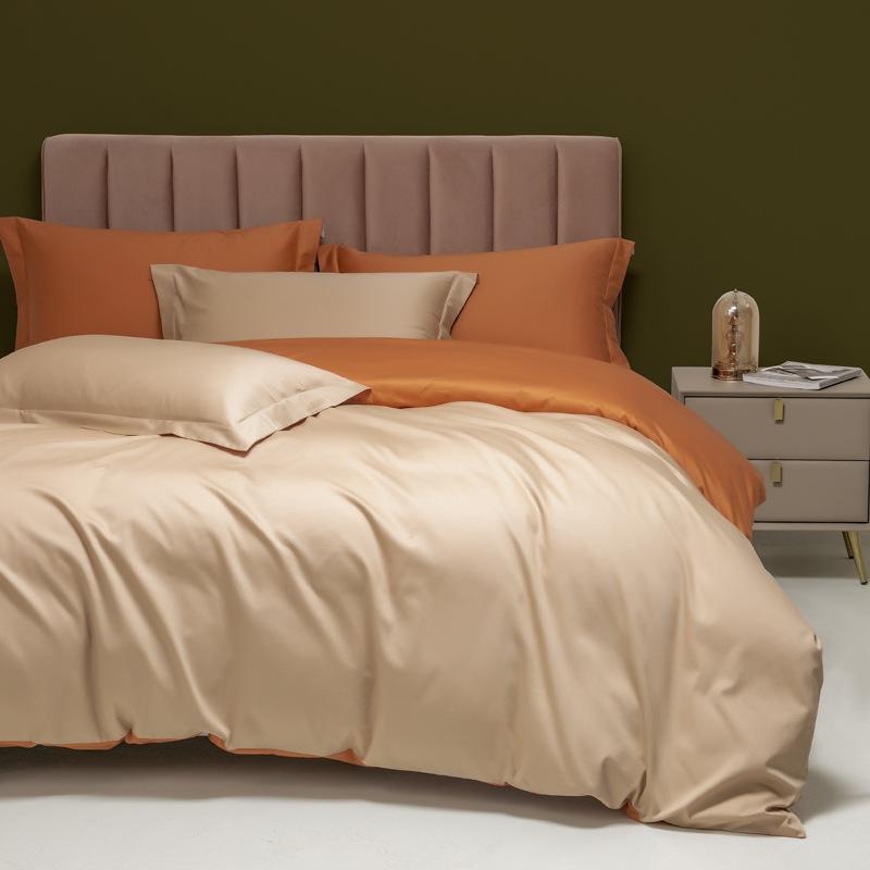High-end four-piece set Class A 100S long-staple cotton solid color pure cotton four-piece set