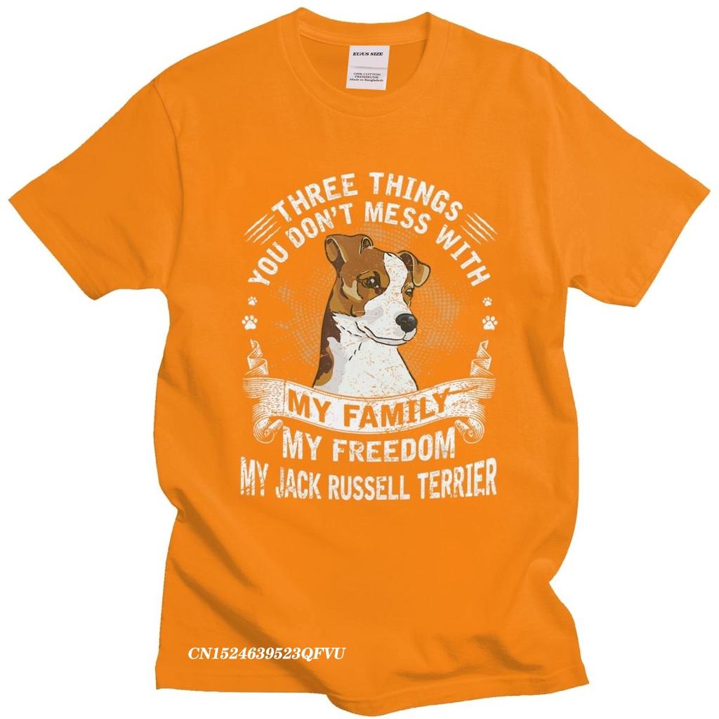 Retro Jack Russell Terrier Tshirt Three Things You Dont Mess With Oversized Cotton TShirt Aesthetic Dog Owner Camisa Tee Shirt