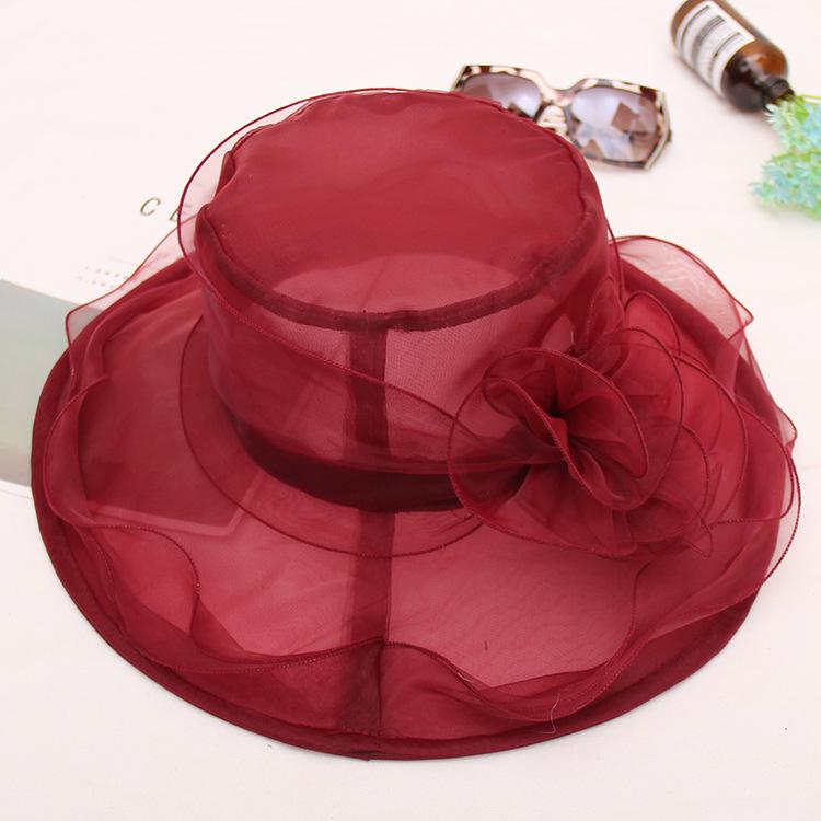 Veil Edge Sun Hat Ladies Summer Flower Organza Top Hat Beach Uv Protection Sun Hat