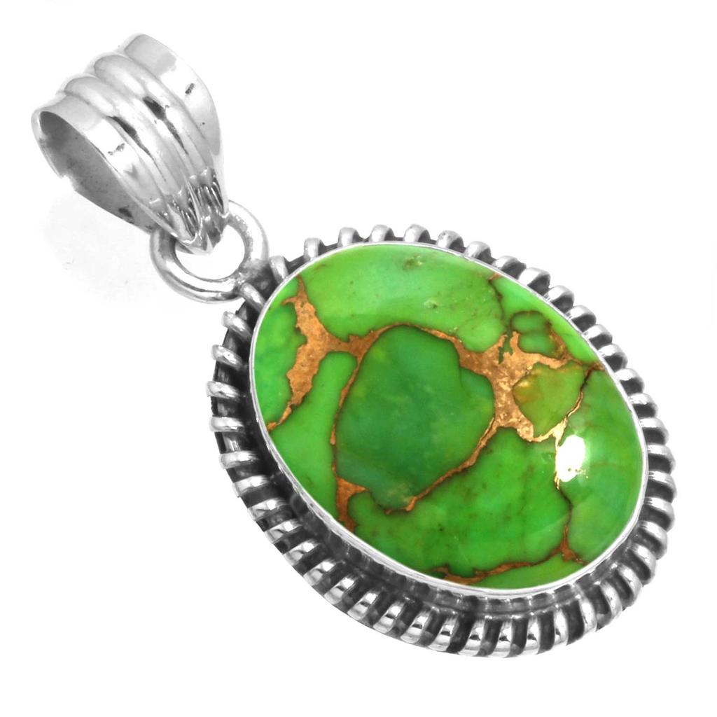 925 Sterling Silver Pendant Women Gemstone Handmade Jewelry Valentine's Day Gift Blue Green Purple Copper Turquoise Pearl Lapis Mother Of Pearl