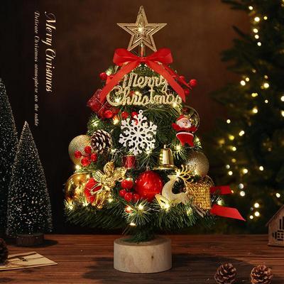 Mini DIY Gold Christmas Tree with Lights & Ornaments – Desktop Size