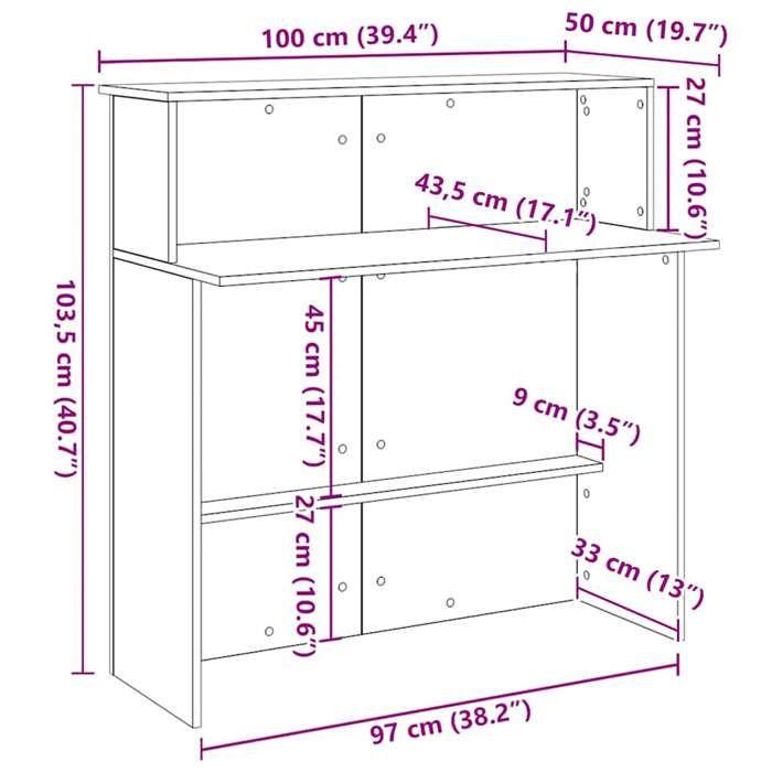 VidaXL Black Reception Desk 100x50x103.5 Cm Engineered Wood, Reception Counter, Salon Reception, Counter 859025