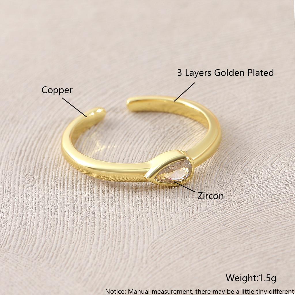 Simple Electroplated Zirconia Ring, A High-end Ring with Adjustable Opening for A Ladylike Appearance.