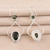 Natural Green Tourmaline Gemstone 925 Sterling Silver Handcrafted Earrings 2.07" EE-170-8