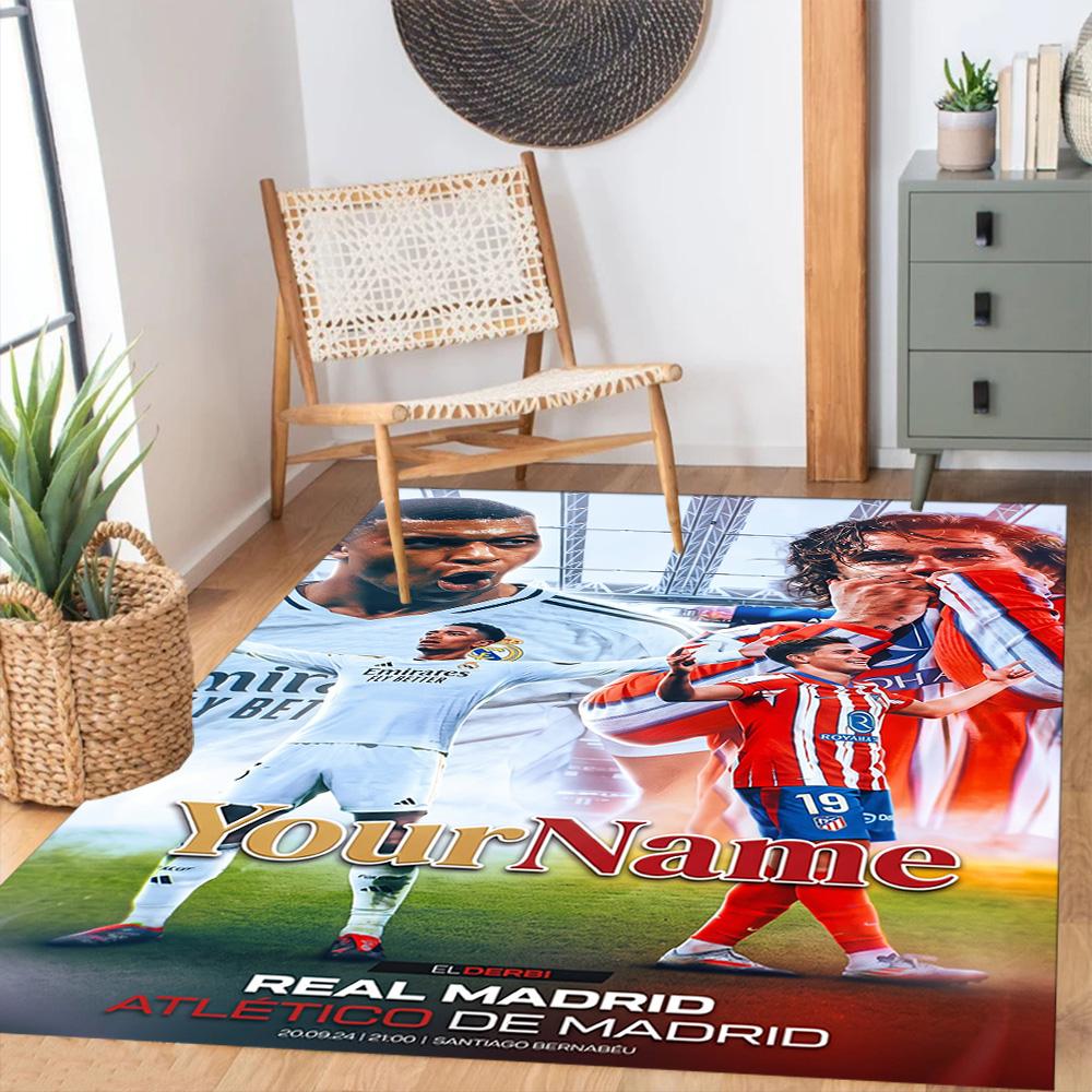 Atletico Madrid Customized Name Carpet Perfect for Foyer Game Room Balcony Dormitory Antislip Carpet Anime Office Decor Gift for Festivals