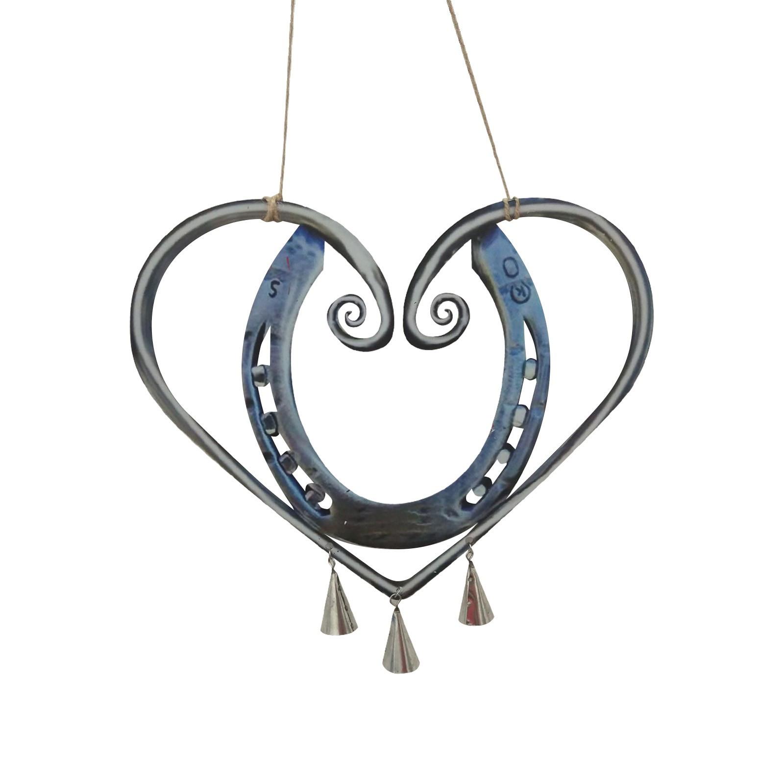 

1 шт. Металлические подковы в форме сердца, колокольчики ветра любви, садовое украшение для дома One Size серебряный