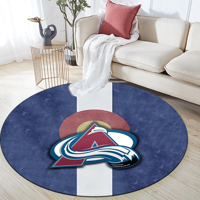 Colorado Avalanche2 Round Area Rug,Carpet Rug for Living Room Bedroom Sofa Playroom Decor,Non-slip Floor Mat