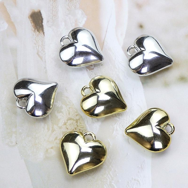 10 Pieces Sweet Heart Pendant Necklace and Earrings Peach Heart Pendant with Hole Heart Pendant for DIY Necklace Making