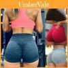 Shorts de Yoga de Cintura Alta Com Design Franzido Push Up Para Treinos na Academia**