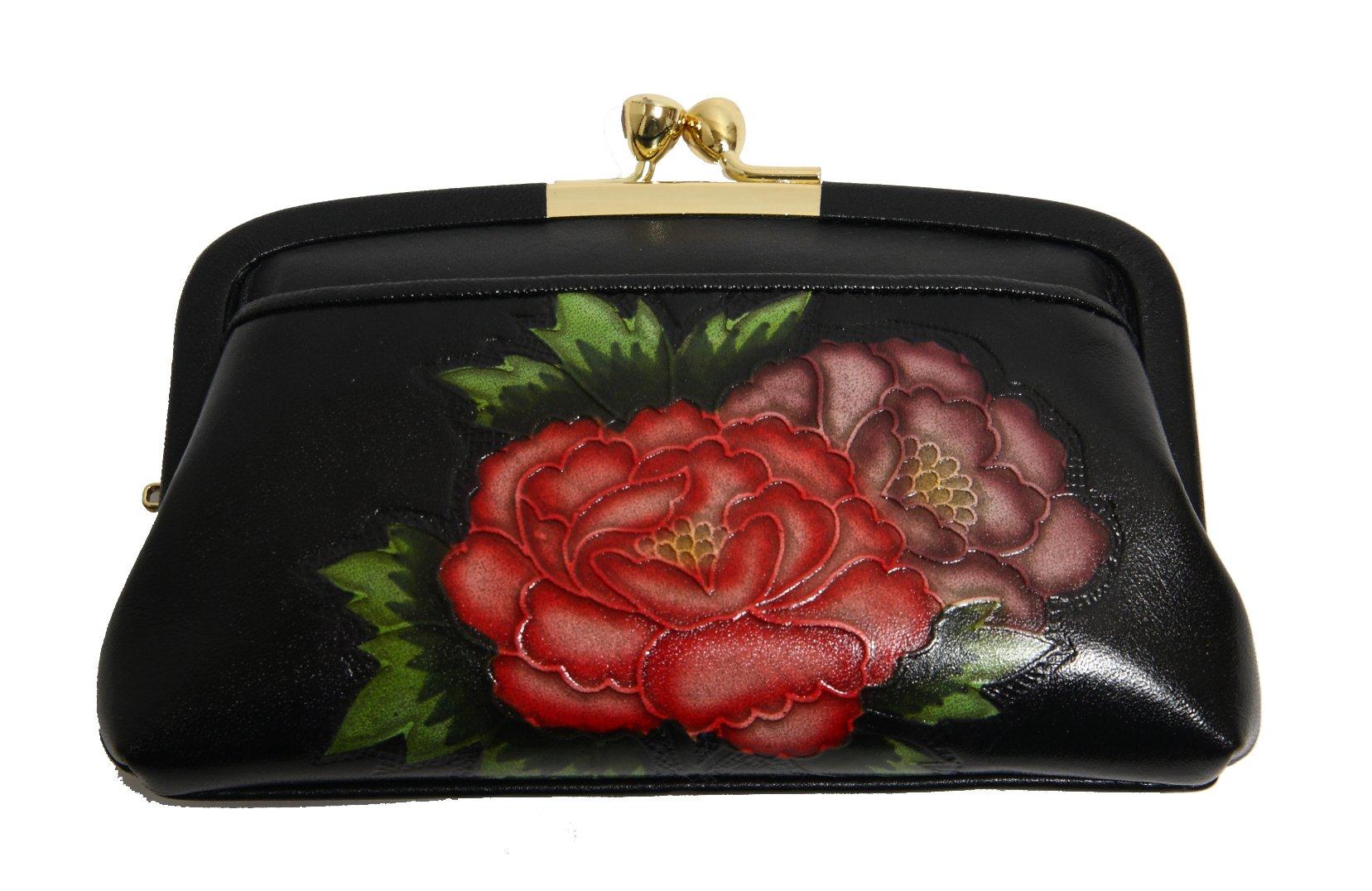 Кошелек-застежка из коровьей кожи окрашенной алкановыми красителями с отделкой Yodogawa Hasegawa Сделано в Японии Черный 6640₽