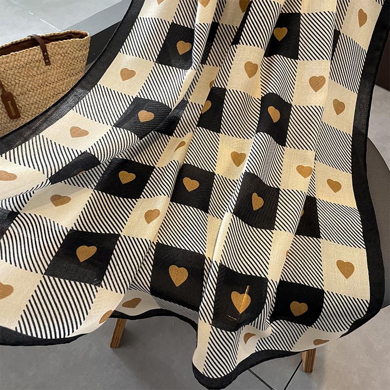 Esarfa in carouri dama bumbac in tifon vara protectie solara prosop plaja sal caldura