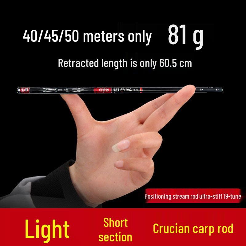 High-Carbon Stream Fishing Rod: Super Hard, Lightweight, 19/28 Tone for Crucian Carp