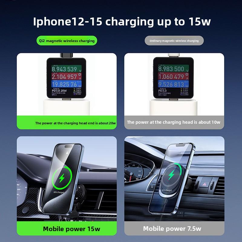 Gäller Qi2 Trådlös Laddning Stark Magnetisk Sug Kopp Bil Genomskinlig Apple Verklig 15w Bil Trådlös Laddare