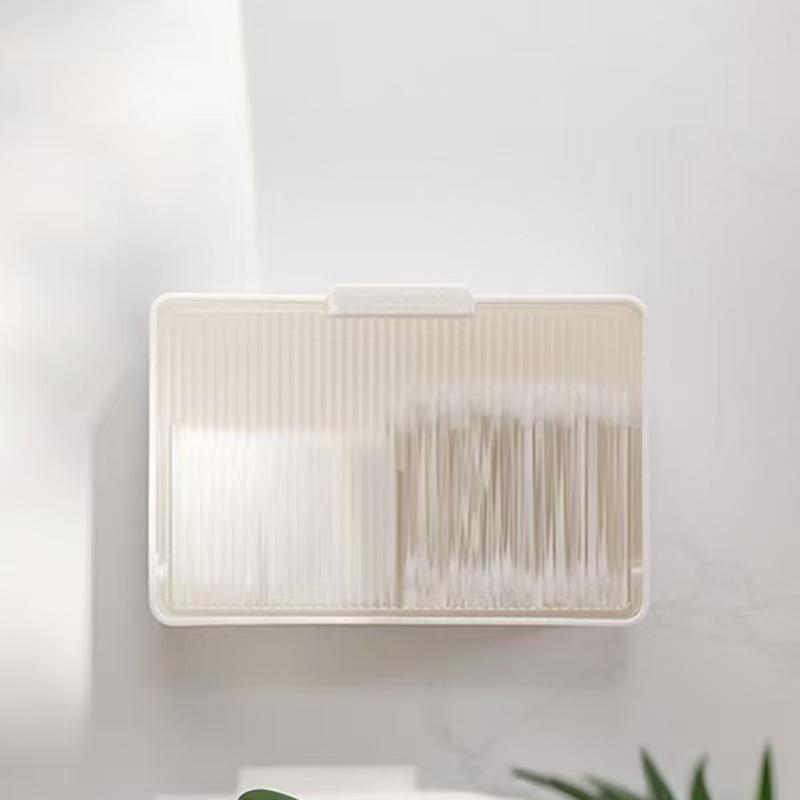 Wall-Mounted ABS Bathroom Mirror Cabinet with Cotton Pad Storage