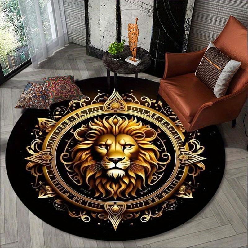 1pc Lion-Shaped Round Non-Slip Carpet - Area Rugs for Bedroom, Living Room, Bathroom, Office - Soft, Non-Shedding, Indoor Floor