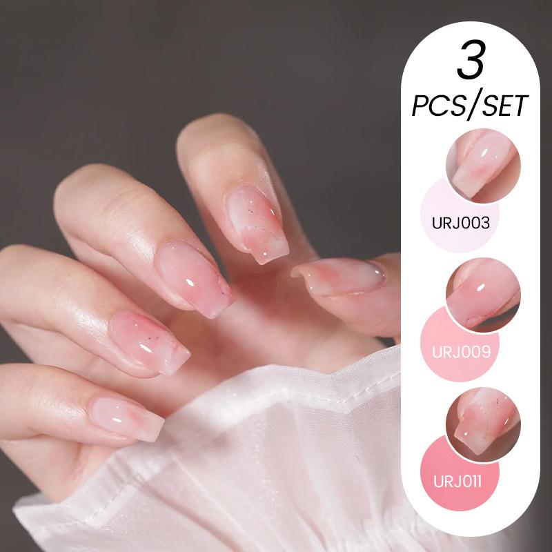 Nail Art Buz Şeffaf 3 Adet Tırnak Cilası Tutkalı Seti, Popüler Nude Beyazlatıcı Toz Şeffaf Tırnak Cilası Tutkalı