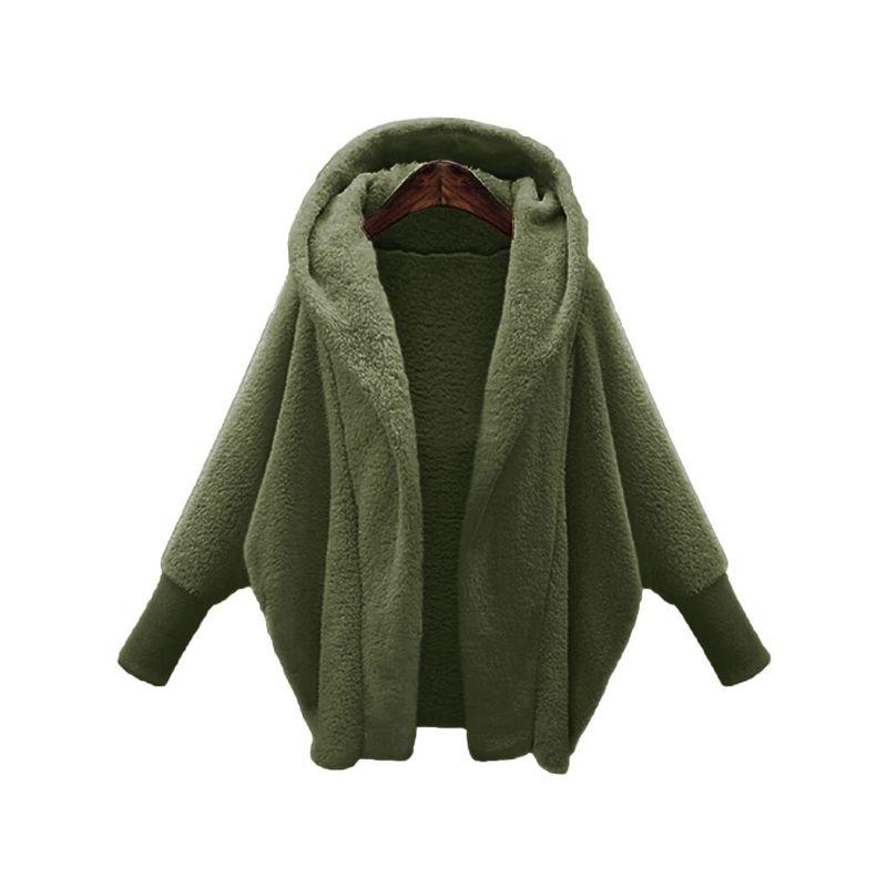 

2025 Solid Color Long Sleeved Hooded Loose Plush Jacket Burgundy 4XL