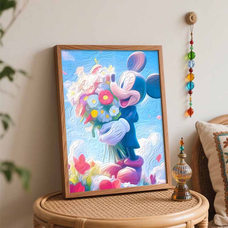 Disney Mickey Mouse Flower Paint By Number Kit Drawing Canvas DIY Picture Home Decor Wall Art Craft Hand Painted Gift For Adult