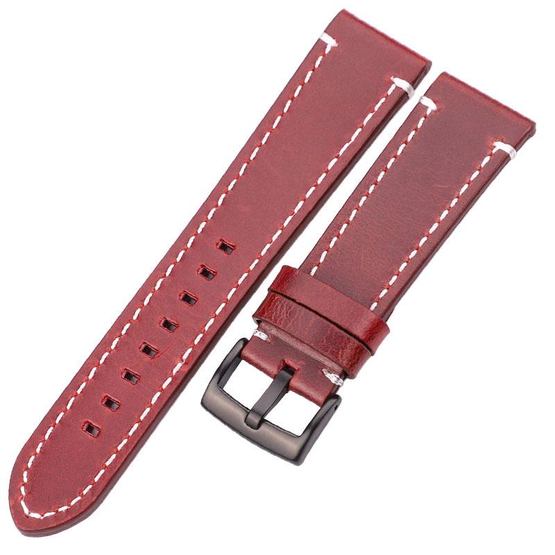 Watchband 18mm 20mm 22mm Genuine Leather Watch Strap Belt Manual Men Thick Brown Black Watchbands Buckle Watches Accessories