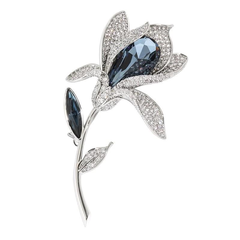 Full Diamond Tulip Brooch, Exquisite and Luxurious Crystal Brooch, Design Sense, Niche Brooch