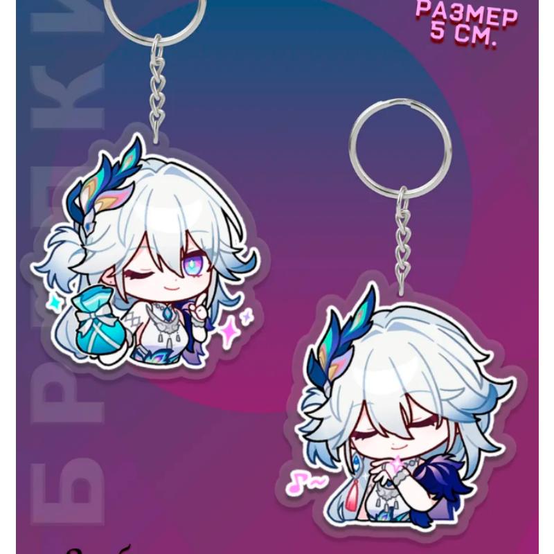 Porte-clés en acrylique pour Honkai: Star Rail Cyrene Evernight Phainon Permansor Terrae Version Q Pendentif Périphérique Boucle de Clé en Acrylique blue