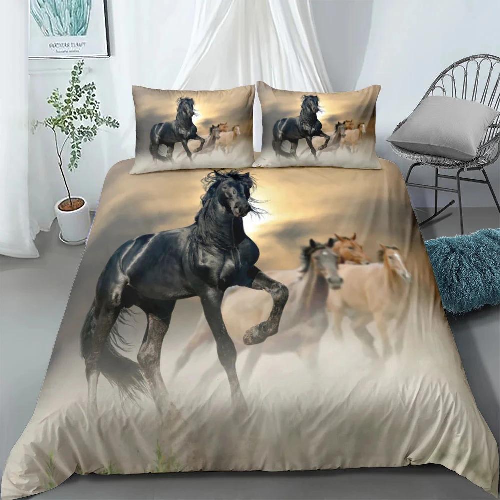running horse 3d bedding set king queen double full twin single size bed linen set Twin Size for Boys Teens Adult Tennis Racket