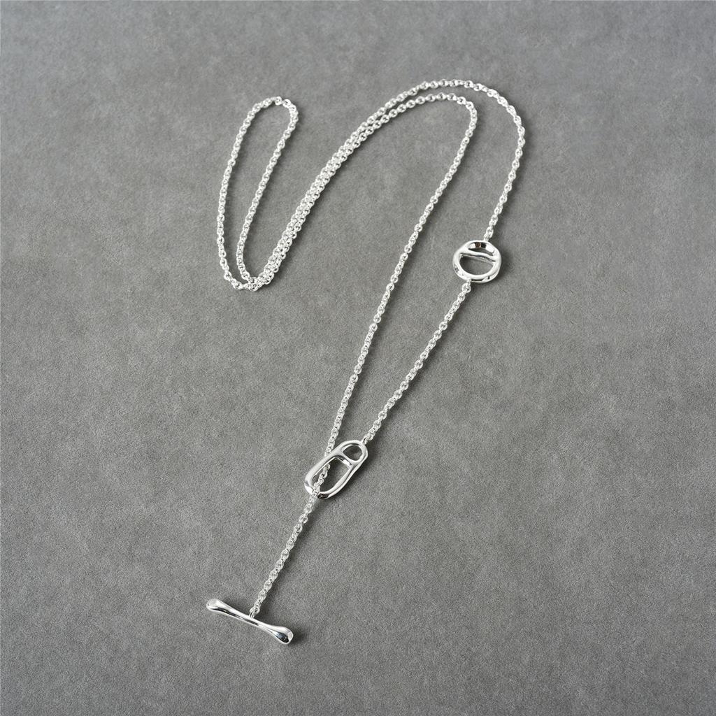 Classic Copper-Plated 18K Real Gold Pig Nose Simple Ot Buckle Long Chain Trendy Temperament Versatile Necklace