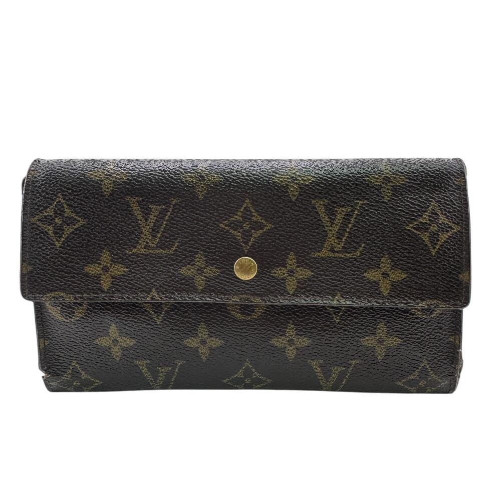LOUIS VUITTON M61217 Monogram leather Portefeuille International Purse Brown leather Women Used