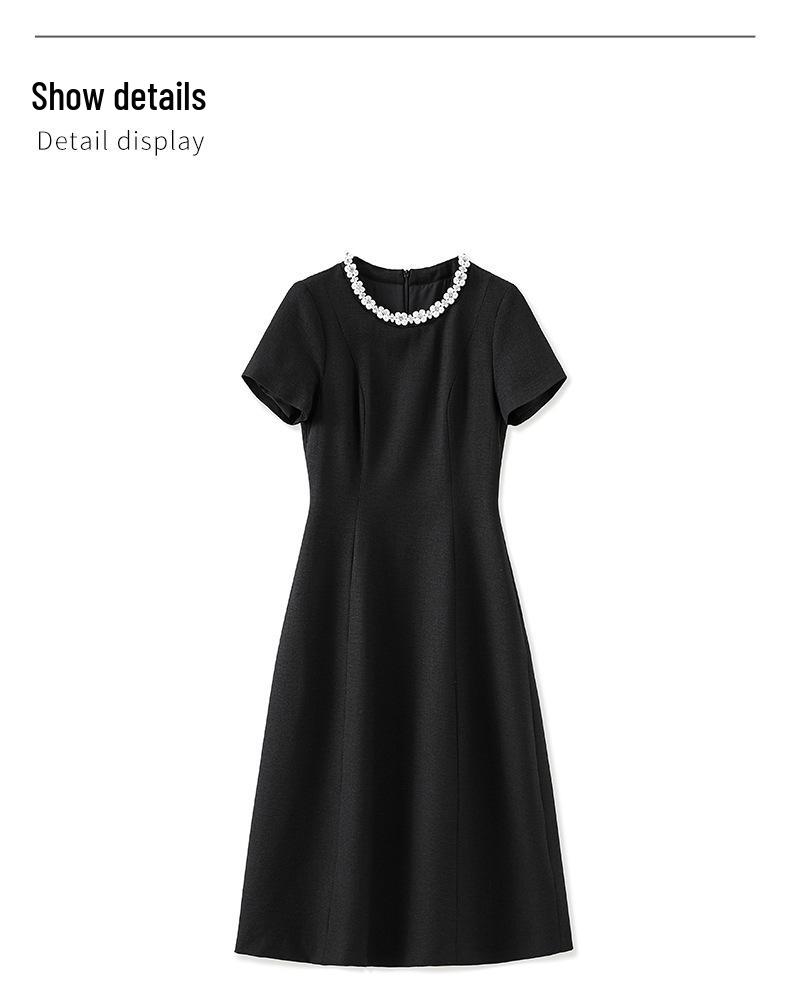 Elegant Checkered Beaded Waist-Hugging Women's Dress