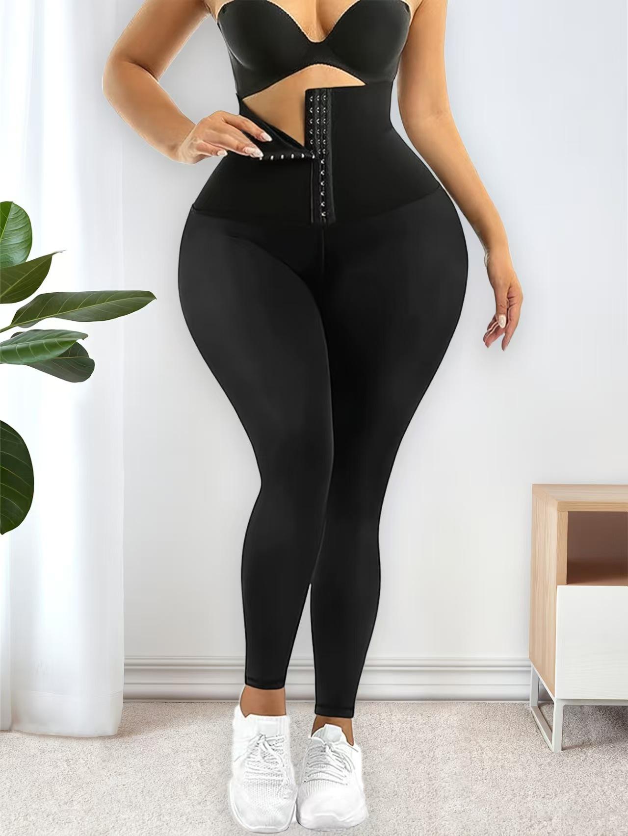 Plus Size Cross Buckle Waist Cincher Yoga Shark Pants - Body Shaping, Hip Lifting Sports Layer for Women XXL чёрный