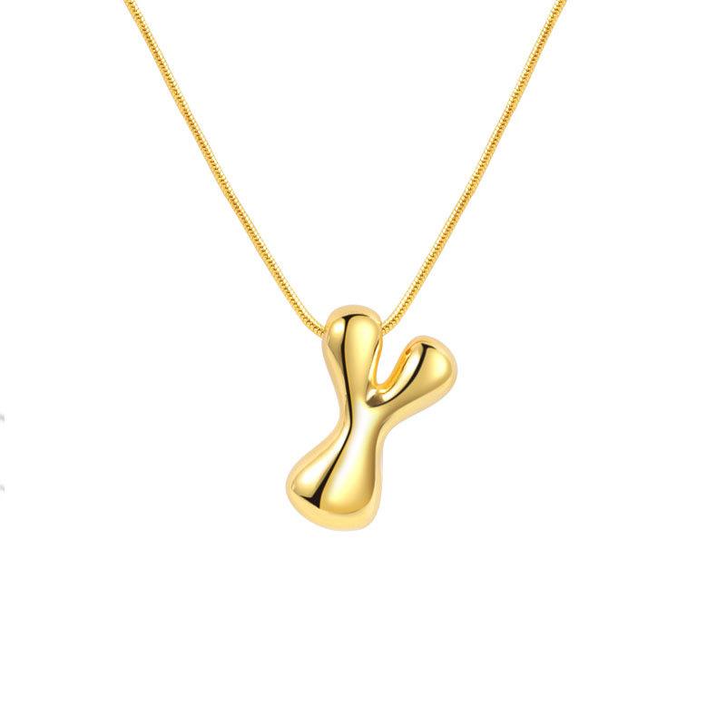 VENTFILLE 925 Sterling Silver 26 Letters Necklace For Women Gift Smooth Cute Balloon Jewelry Accessories Dropshipping Wholesale