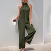 YYFS Women's Fashion Casual Summer Spring Solid Color Print Sleeveless Half Turtleneck Loose Waistline Trousers Jumpsuits & Rompers