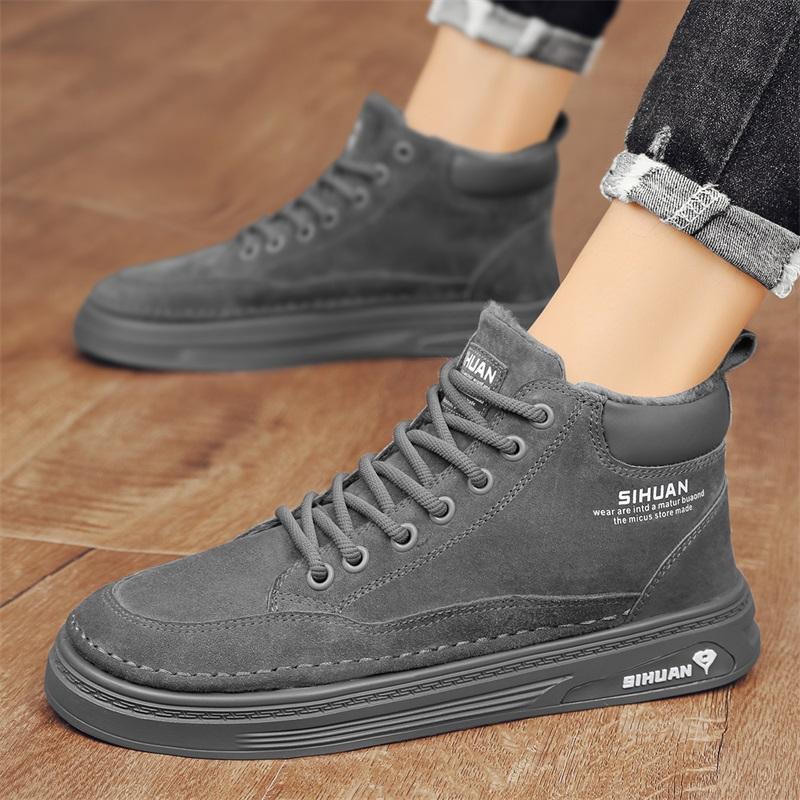 Ghete noi de iarnă din bumbac, pantofi de alpinism, pantofi sport casual cu partea superioară din piele