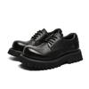 2024 Men's Genuine Leather Round Toe Derby Shoes - British Style, Thick Sole, Black Boots