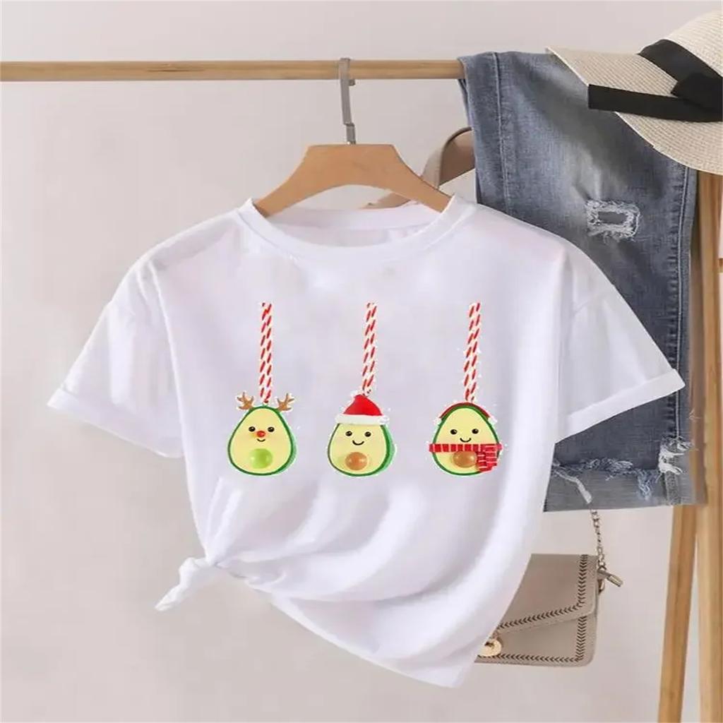 Avocado Love Trend Cute Print Women Tee Christmas Holiday Top Fashion Lady New Year Shirt Clothing Clothes Graphic T-shirt
