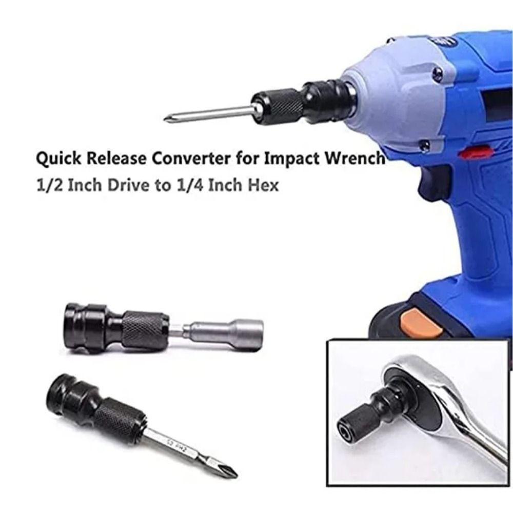 1Pcs 1/2 Inch Square To 1/4 Inch Impact Wrench Socket Set Quick Release Tools Sleeve Adapter