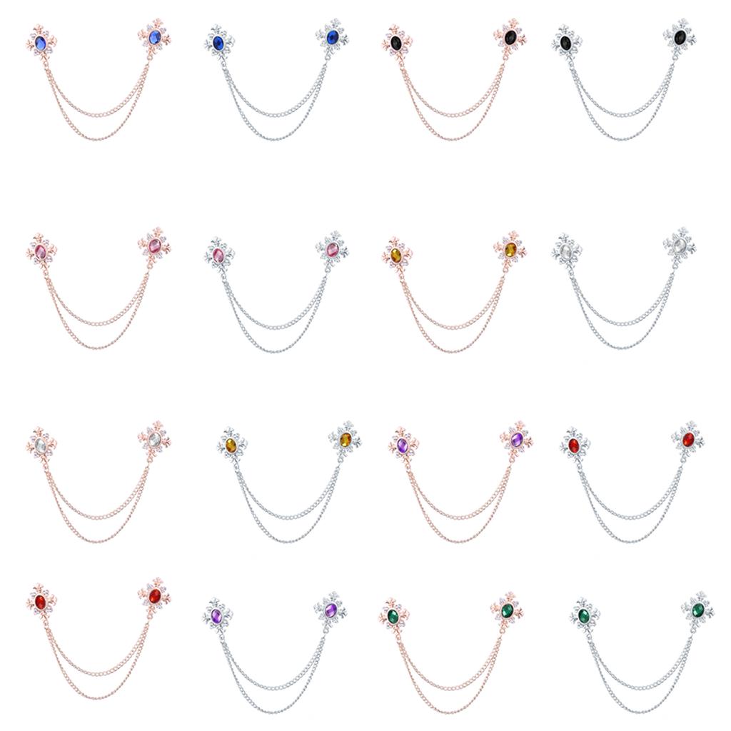 Elegant Tassel Rhinestone Cross Collar Pin For Shirts Fashionable Enthusiasts Suit Shirt Collar Brooch Trendy Jewelry