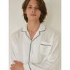 Lunaluz Men S Clian Cotton Long Sleeve Collar Two Piece pajamaS
