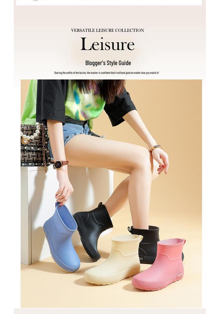 Women's Non-Slip Short Ankle Rain Boots - Summer Rubber Shoes for Outdoor, Student, or Kitchen Use