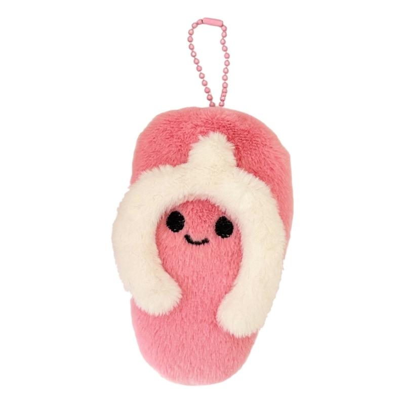 Милый плюшевый брелок-тапочек со пищалкой, мягкий, стильный, для сумок, подарки, детям и подросткам розовый