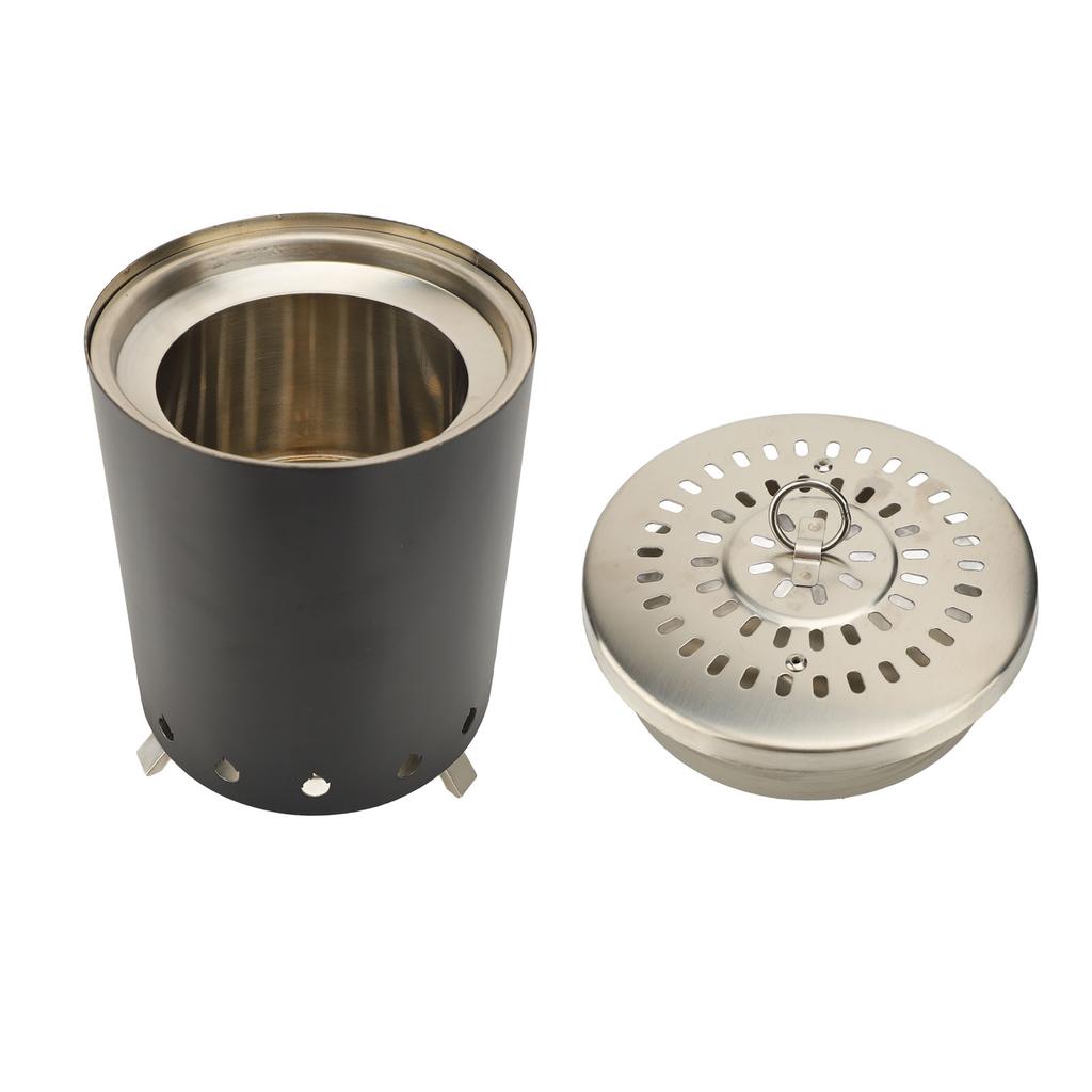 Windproof Wood Stove Outdoor Tabletop Fire Pit with Stand for Backpacking Hiking Traveling Black