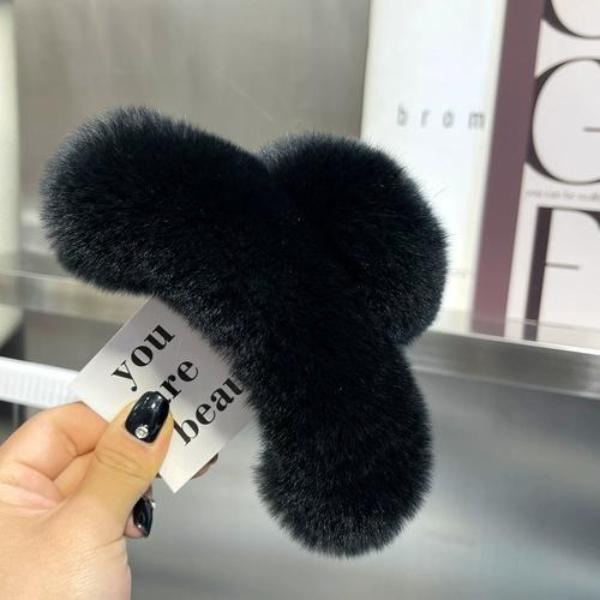 Really Rex Rabbit Hair Extra Large Grab Clip Temperament Clip Hairpin New Cute Plush Headdress Hair Grab Hair Accessories.