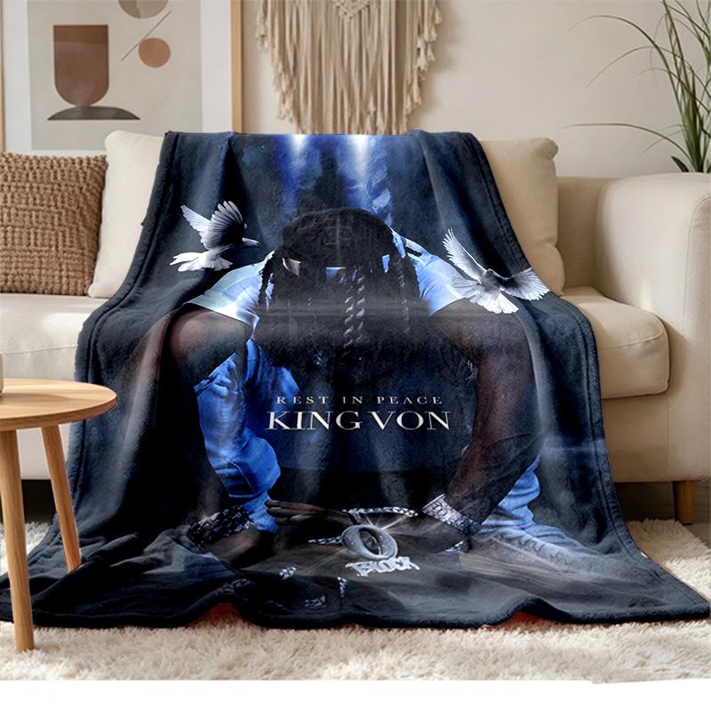 King Von Soft and Comfortable Flannel Suitable for Sofas Living Rooms Outdoor Camping Travel and Also Makes a Great Anniversary Gif