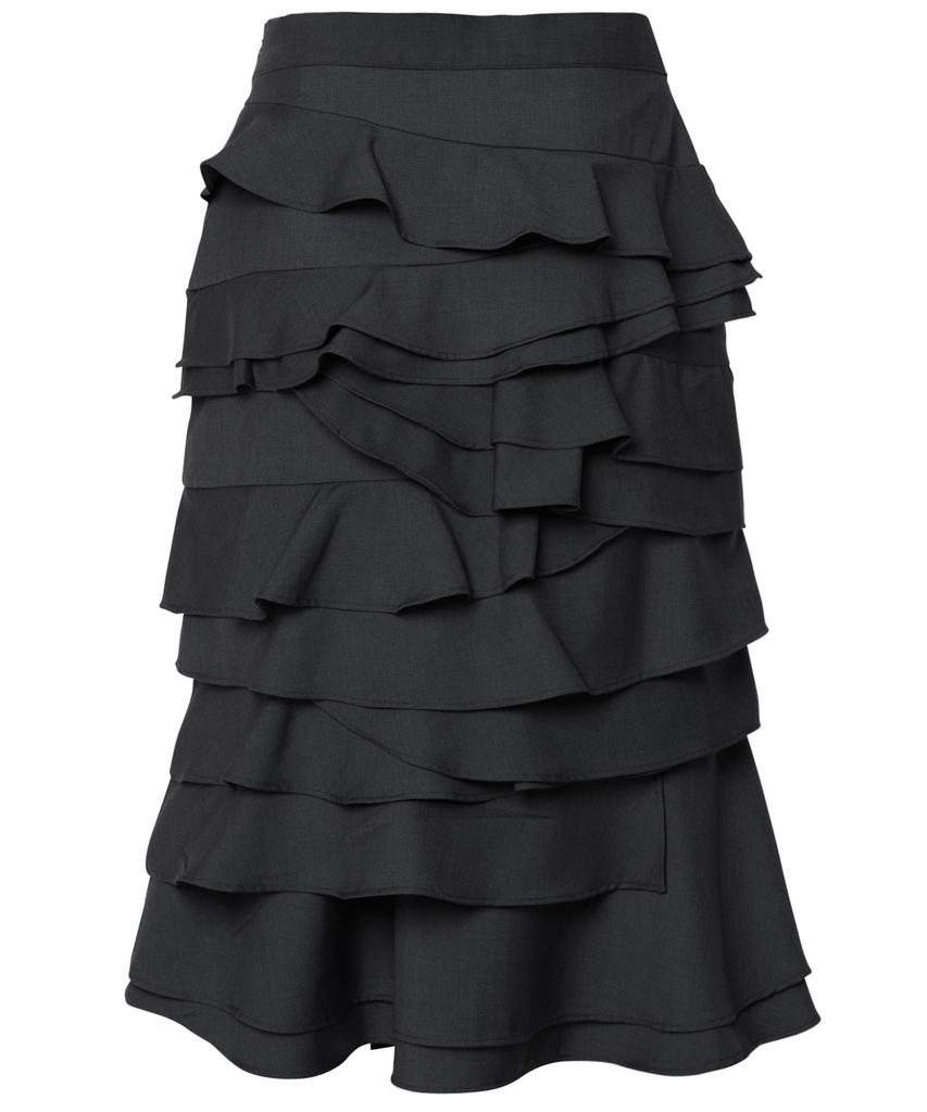 Peulleeoeob Faye Frill Midi Skirt (Fl-246_Black)